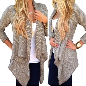 Waffle Knit Waterfall Cardigan